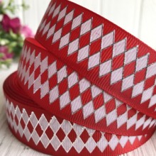 Репс с ромбами, 2,5 см, красный, рулон 23 м