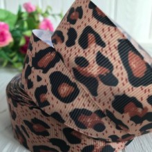 Репс 2,5 см, карамельный леопард, рулон 18 м