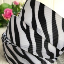 Репс 2,5 см, бело-черная зебра, рулон 18 м