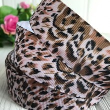 Репс 2,5 см, пудровый леопард, рулон 18 м