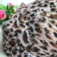 Репс 4 см, пудровый леопард, рулон 18 м