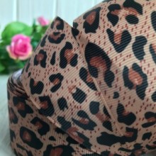 Репс 4 см, карамельный леопард, рулон 18 м