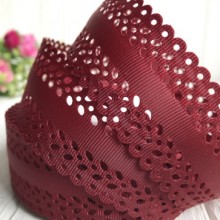 Репс 3,5 см, листик перфорация, бордовый, рулон 20 м