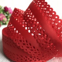 Репс 3,5 см, листик перфорация, красный, рулон 20 м