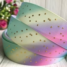 Репс омбре со звездочками, 2,5 см, пастельная диагональ, рулон 23 м