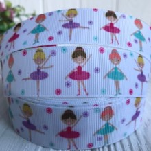 Репс 2,5 см, балерины на белом, рулон 23 м