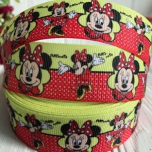Репс 2,5 см, Минни, желто-красный, рулон 23 м