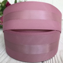 Репс з атласною смугою, 4 см, пудровий, рулон 23 м