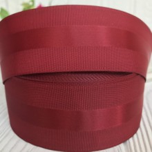 Репс с атласной полосой, 4 см, бургунди, рулон 23 м