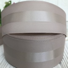 Репс с атласной полосой, 4 см, бежевый, рулон 23 м