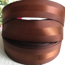 Репс с атласной полосой, 2,5 см, шоколадный, рулон 23 м