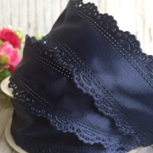 Атлас с ажурным кантом, 3,5 см, сапфировый, рулон 20 ярдов (18,5 м)