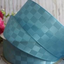 Атлас шахматка, 2,5 см, светло-бирюзовый, рулон 23 м