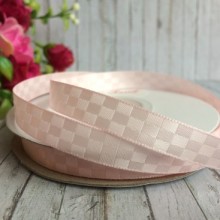 Атлас шахматка, 1 см, светло-розовый, рулон 23 м