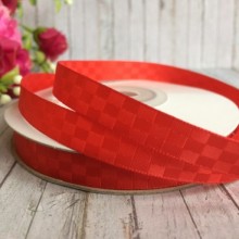 Атлас шахматка, 1 см, красный, рулон 23 м