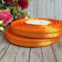 Атлас 0,6 см люрекс золото, оранжевый, рулон 33 м