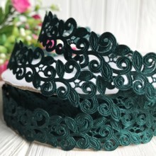 Лента-кружево, 2 см, темно-зеленый, рулон 20 м