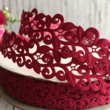 Лента-кружево, 2 см, пунцовый, рулон 20 м