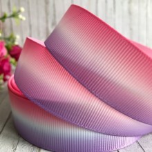 Репс Омбре 2,5 см, кораллово-бело-лиловый, рулон 23 м