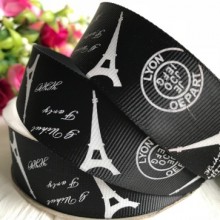 Репс 2,5 см, эйфелевая башня, черный