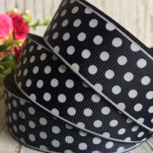 Репс горох/полоска, 2,5 см, сапфирово-белый, рулон 18 м