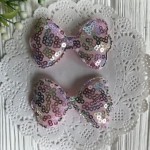 Аппликация бантик с паетками 6 см