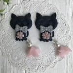 Аппликация тканевая котик с бантом