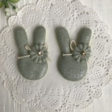 Аппликация тканевая кролик блеск, 5 см, оливково-серый, упаковка 20 шт.