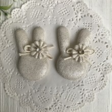 Аппликация тканевая кролик блеск, 5 см, молочный, упаковка 20 шт.