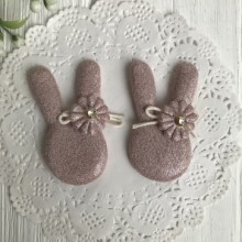 Аппликация тканевая кролик блеск, 5 см, пудровый, упаковка 20 шт.