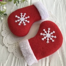 Аппликация новогодний носок, 7,5х6 см, красный, упаковка 10 шт.