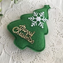 Аппликация елочка Merry Cristmas, 9х6,5 см, зеленый, упаковка 10 шт.
