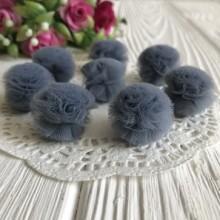 Помпоны из фатина, 2,5 см, графитовый, упаковка 50 шт.