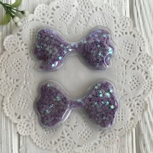 Силиконовый бантик з наполнителем, 6,3х3,6 см, фиолетовые звезды, упаковка 20 шт.
