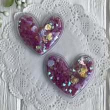 Силиконовое сердце с наполнителем, 5 см, малиновые сердечка, упаковка 20 шт.