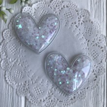 Силиконовое сердце с наполнителем, 5 см, белые звезды, упаковка 20 шт.