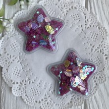 Силиконовая звездочка с наполнителем, 5 см, малиновые сердечка, упаковка 20 шт.