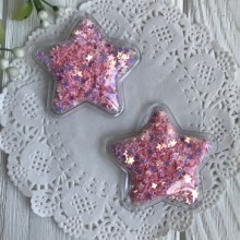 Силиконовая звездочка с наполнителем, 5 см, розовые перламутровые звезды, упаковка 20 шт.