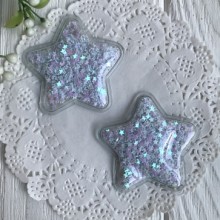 Силиконовая звездочка с наполнителем, 5 см, белые перламутровые звезды, упаковка 20 шт.