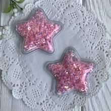 Силиконовая звездочка с наполнителем, 5 см, розовые перламутровые колечки, упаковка 20 шт.