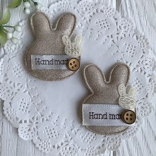 Аппликация тканевая зайчик hand made, 5х4 см, бежевый, упаковка 20 шт.