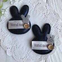 Аппликация тканевая зайчик hand made, 5х4 см, сапфировый, упаковка 20 шт.