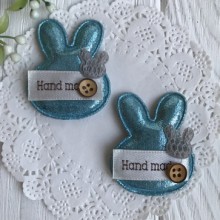 Аппликация тканевая зайчик hand made, 5х4 см, бирюзовый, упаковка 20 шт.
