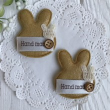 Аппликация тканевая зайчик hand made, 5х4 см, горчичный, упаковка 20 шт.