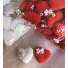 Аппликация сердечко (мех), 5х5,5 см, белый, упаковка 10 шт.