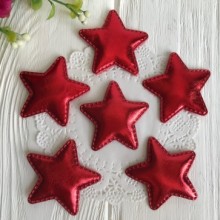 Аппликация/патч, звездочка (экокожа), 5 см, красный, упаковка 25 шт.