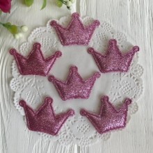 Аппликация/патч, корона (глиттер), 2,2 х 3 см, пюсовый, упаковка 20 шт.