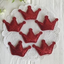 Аппликация/патч, корона (глиттер), 2,2 х 3 см, красный, упаковка 20 шт.