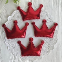 Аппликация/патч, корона (экокожа), 3,6 х 3,8 см, красный, упаковка 20 шт.