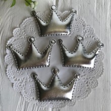 Аппликация/патч, корона (экокожа), 3,6 х 3,8 см, серебро, упаковка 20 шт.